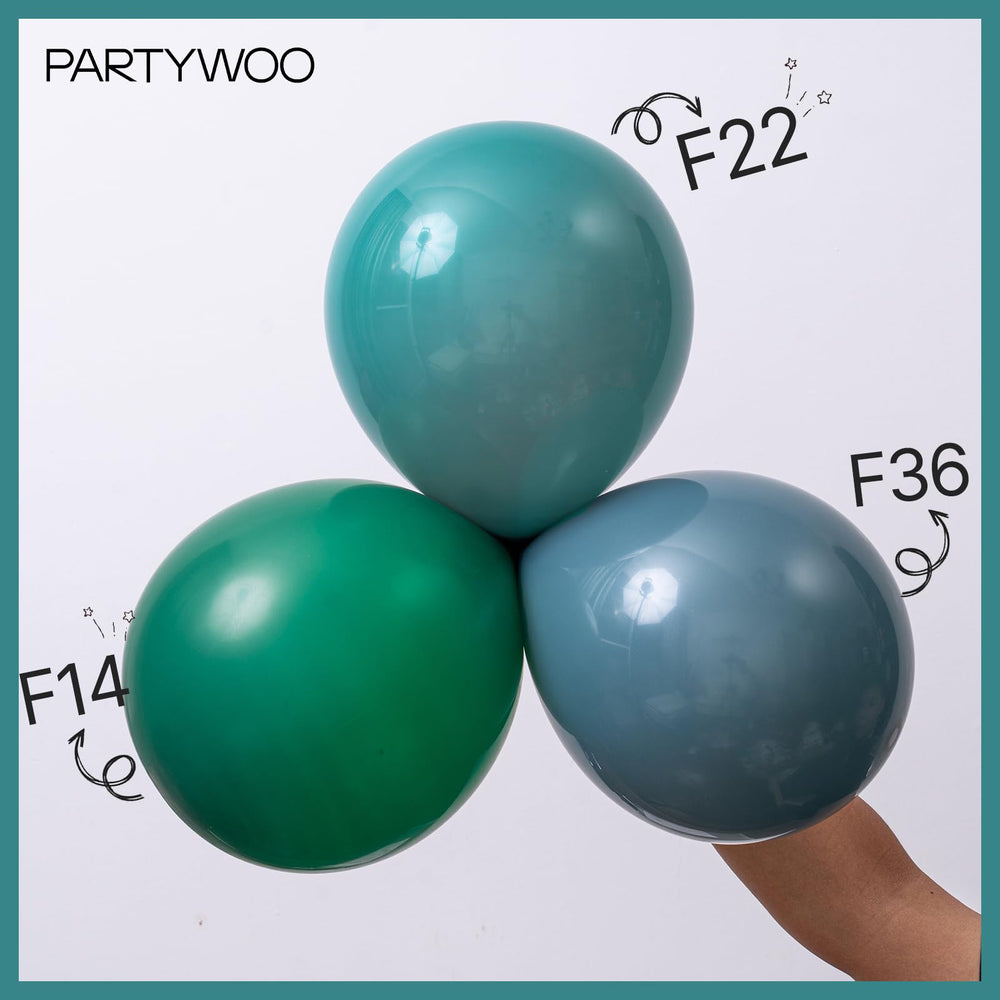 PartyWoo 5-inch forest green balloons ideal as air-filled accents.