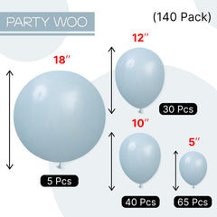 Baby shower setup featuring PartyWoo dusty blue balloons with a soft, tranquil palette.