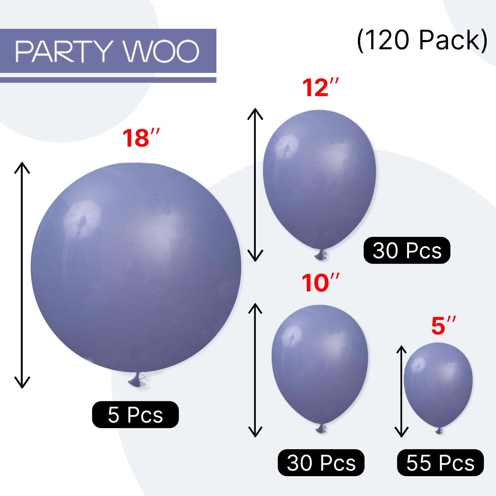 PartyWoo dusty blue balloons on-table display ideas for easy decorating.