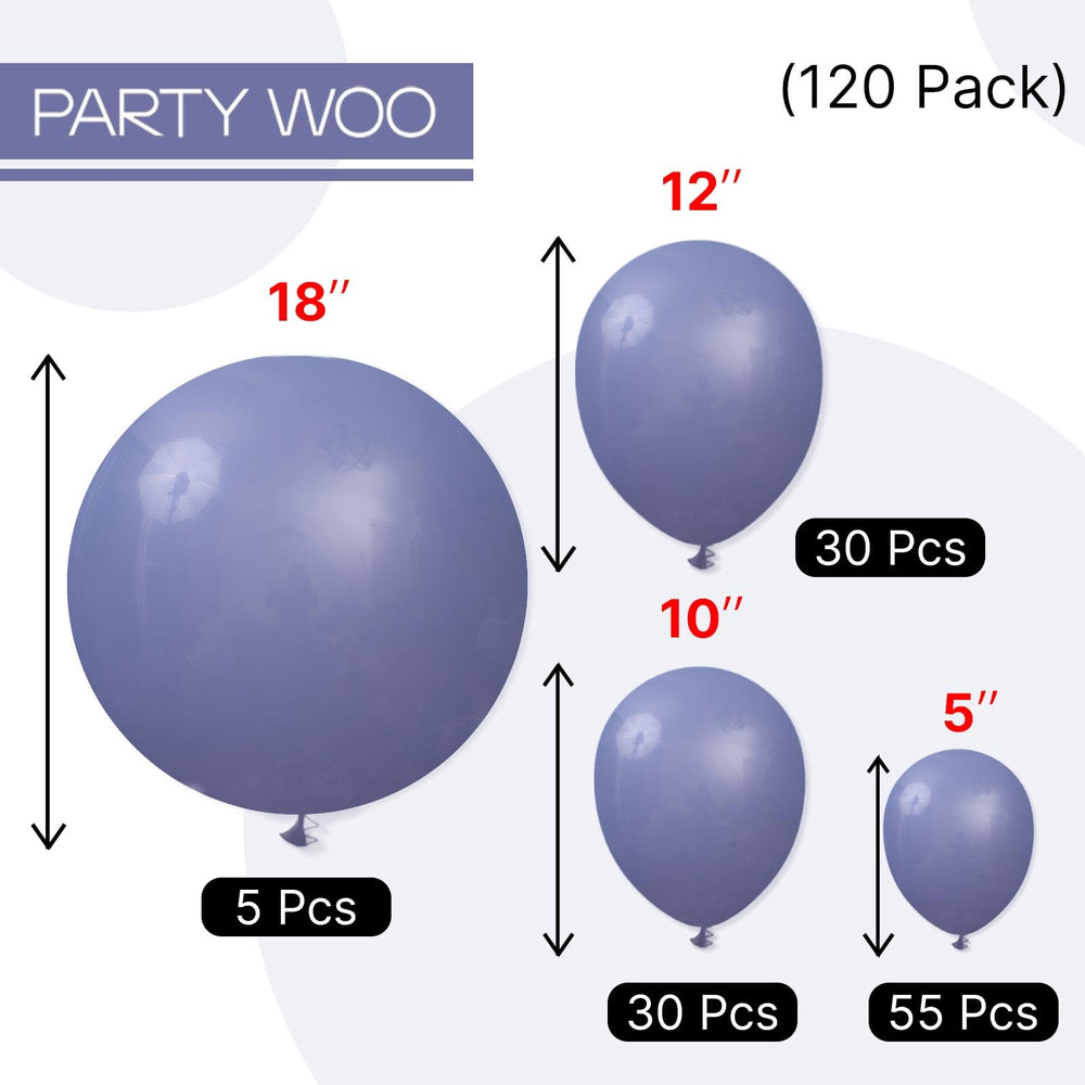 PartyWoo dusty blue balloons on-table display ideas for easy decorating.