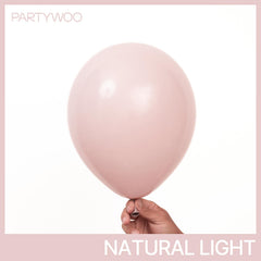 PartyWoo dusty pink 12-inch balloons used for garland centerpiece ideas.