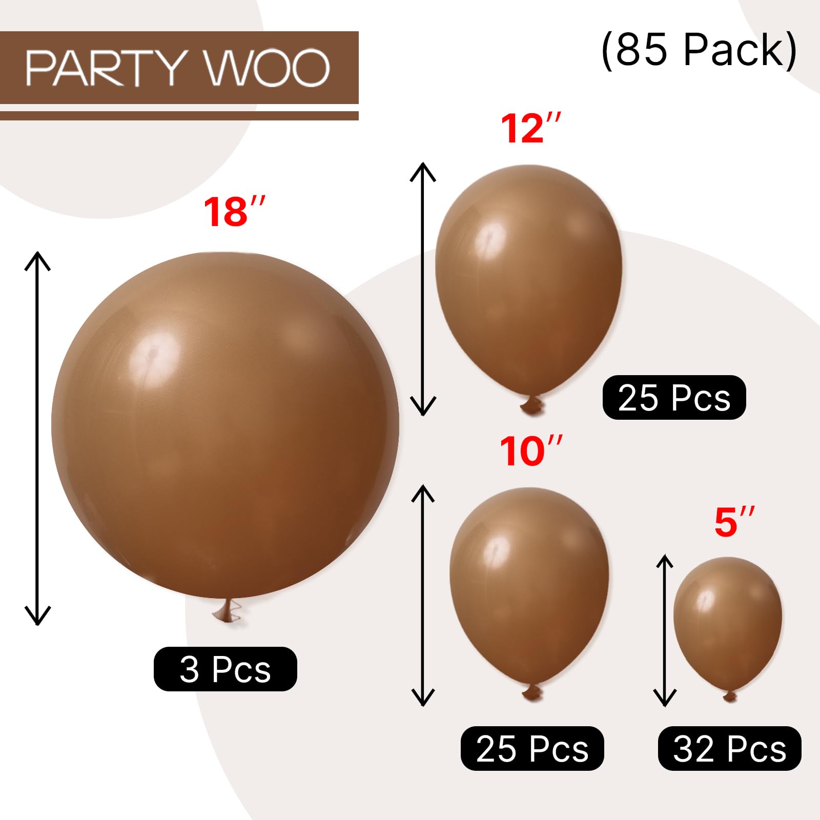 PartyWoo gender reveal brown balloon kit offers cohesive color storytelling