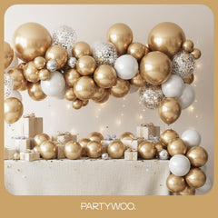 PartyWoo gold balloon arch kit creates a chic backdrop for events