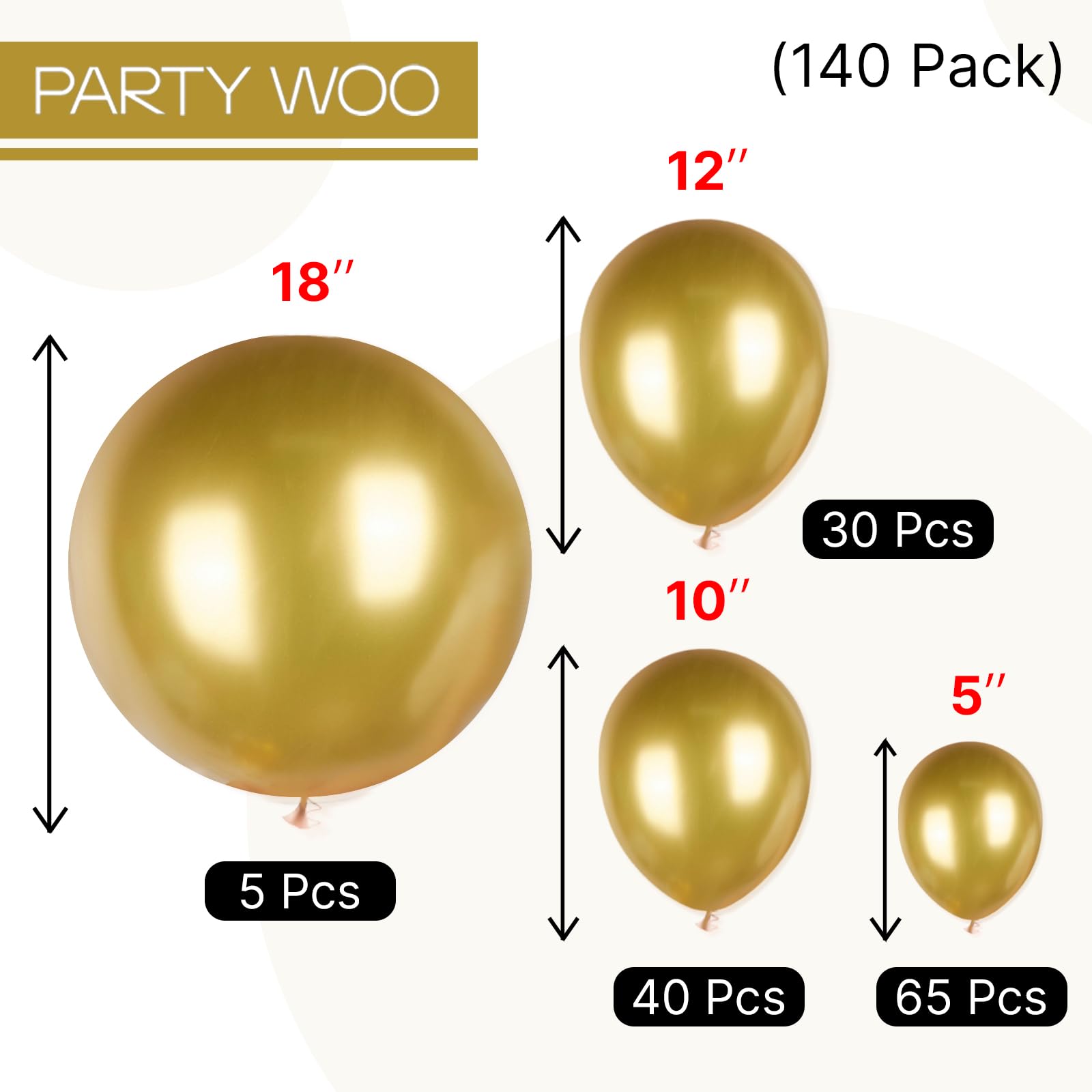 PartyWoo gold balloons used with air last up to 72 hours for fresh décor