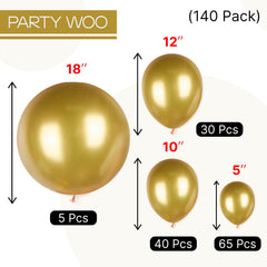 PartyWoo gold balloons used with air last up to 72 hours for fresh décor