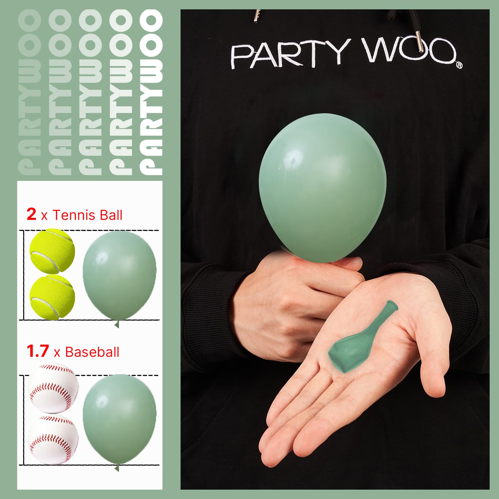 PartyWoo green balloon garland kit helps create a lush arch for celebrations