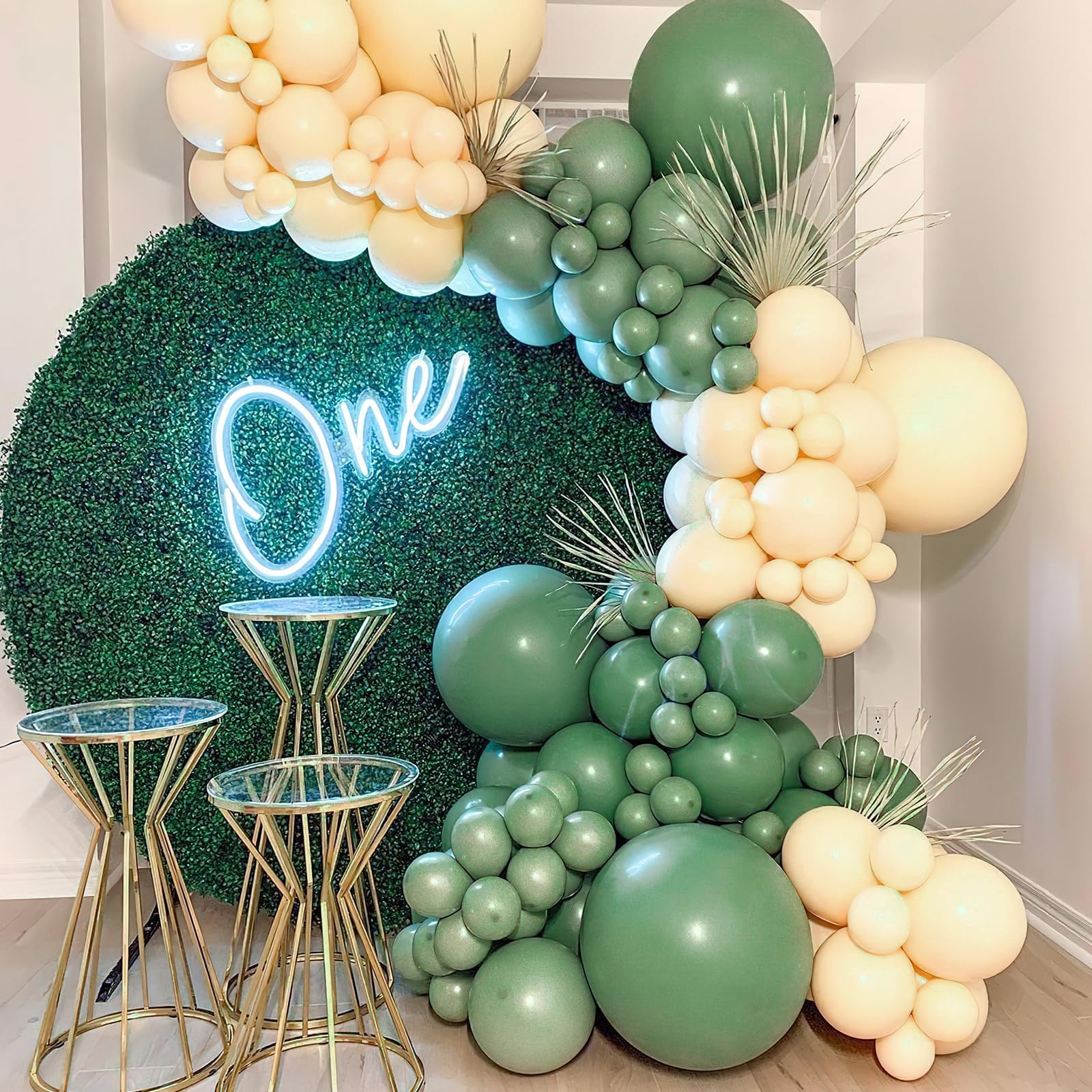 PartyWoo green eucalyptus themed balloons for a natural party look