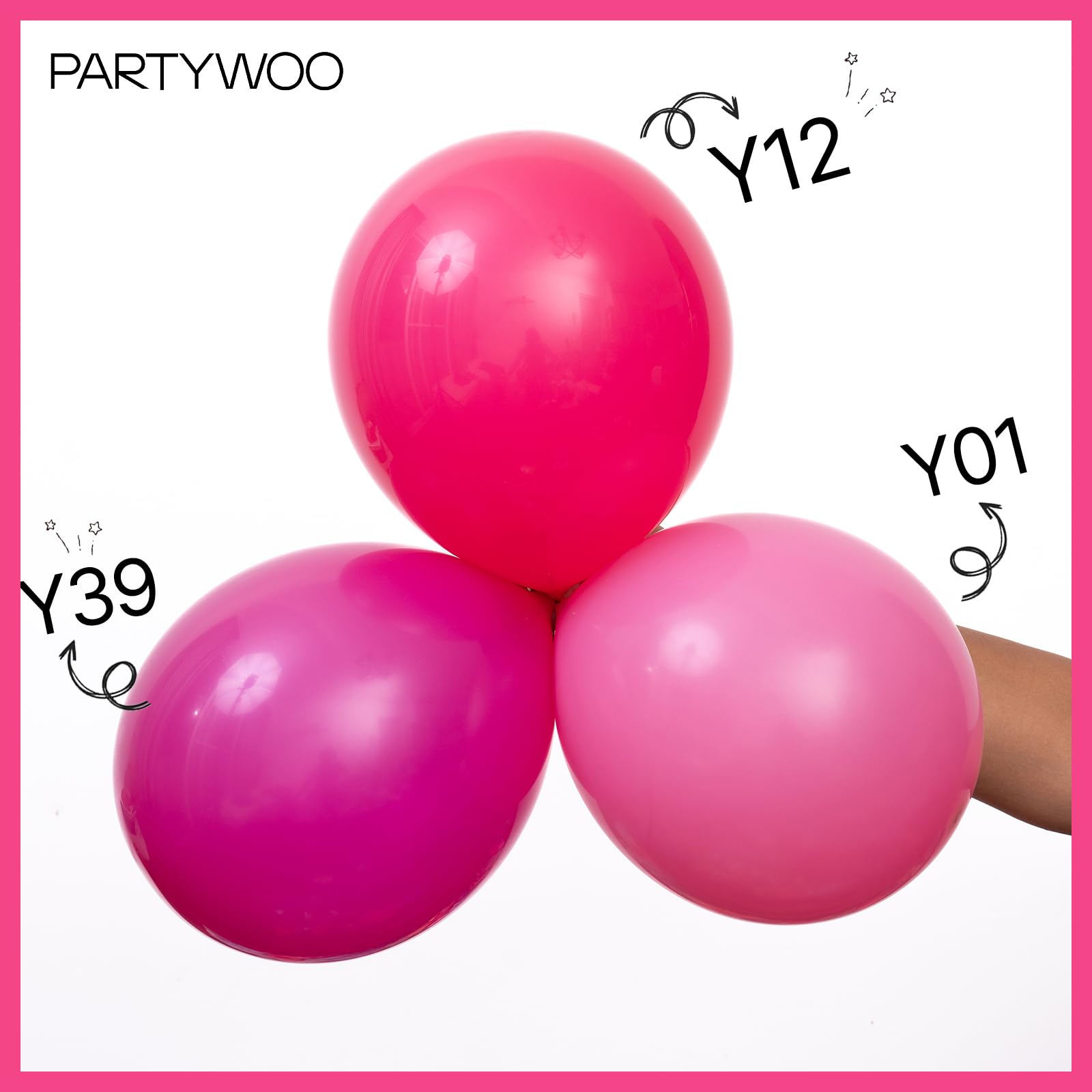 PartyWoo hot pink 10-inch balloons versatile for event decor accents.