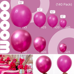 PartyWoo hot pink balloons 12in collection for vibrant garlands and decor