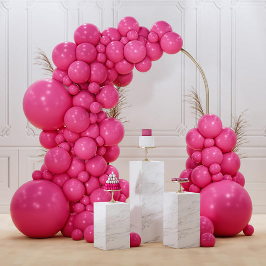 PartyWoo hot pink 18-inch balloons for arch-ready decor at celebrations.