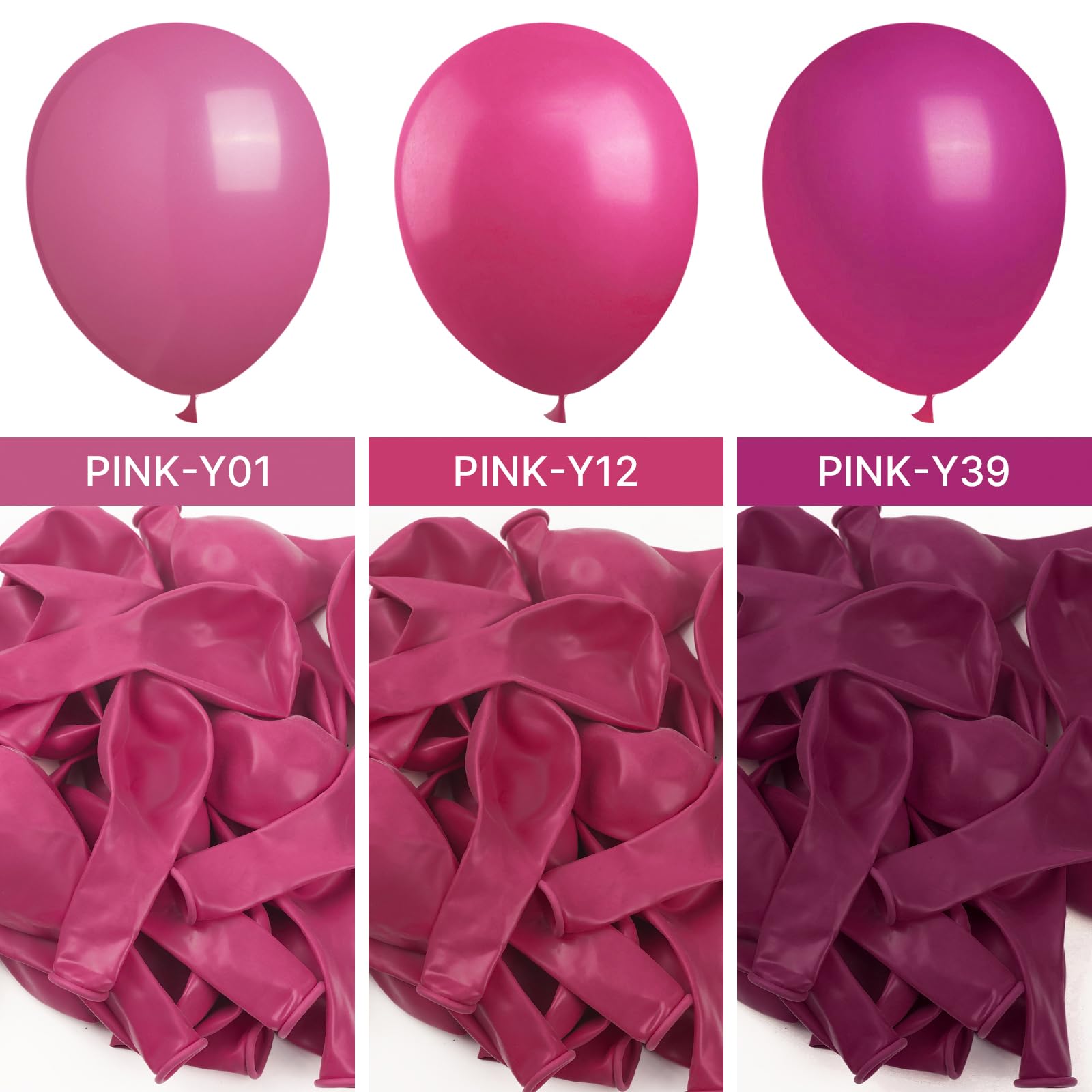 Close-up of PartyWoo hot pink balloons showing vibrant, even color.