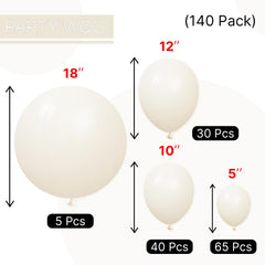 PartyWoo ivory balloons for table garlands and photo backdrops.