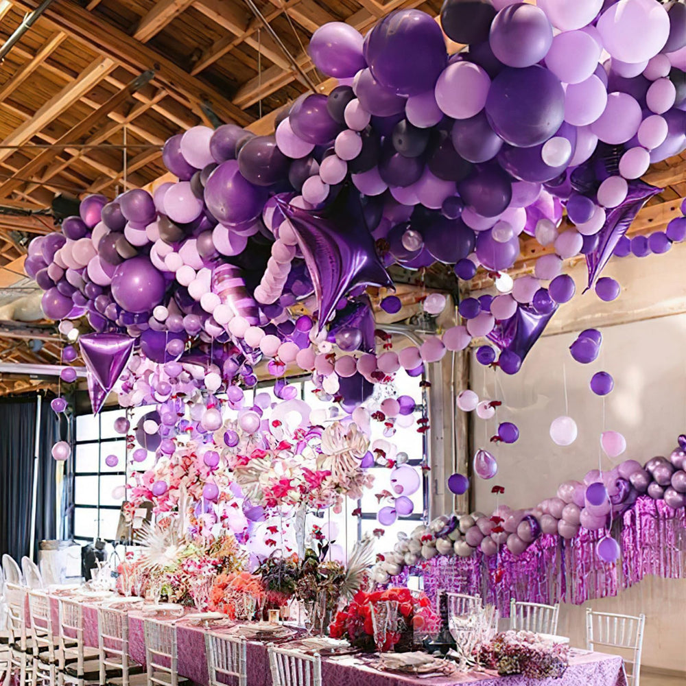 PartyWoo lavender balloon arch setup for stylish, photo-ready garlands.