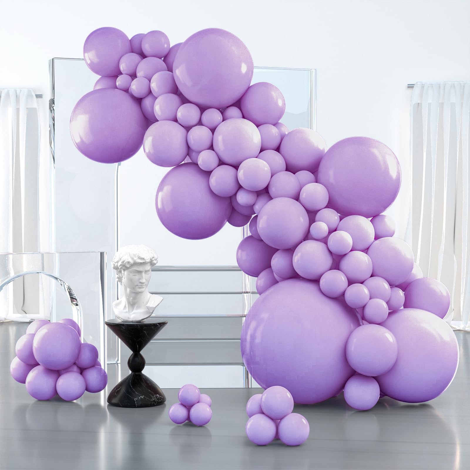 PartyWoo lavender balloons 36-inch centerpiece accent for dramatic decor.