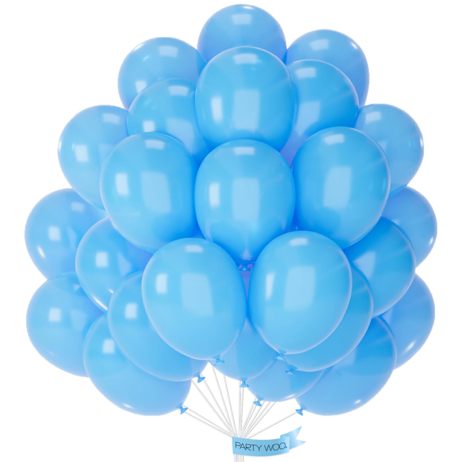 PartyWoo light blue balloons 12-inch pack for vibrant party decor and arches.