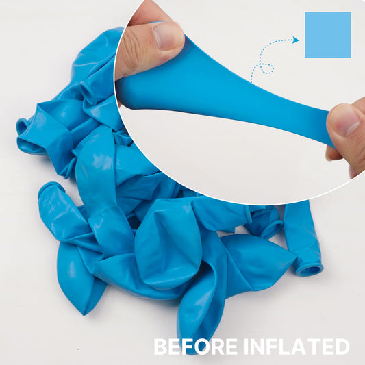 PartyWoo light blue balloon close-up highlighting thick latex for durable centerpieces.