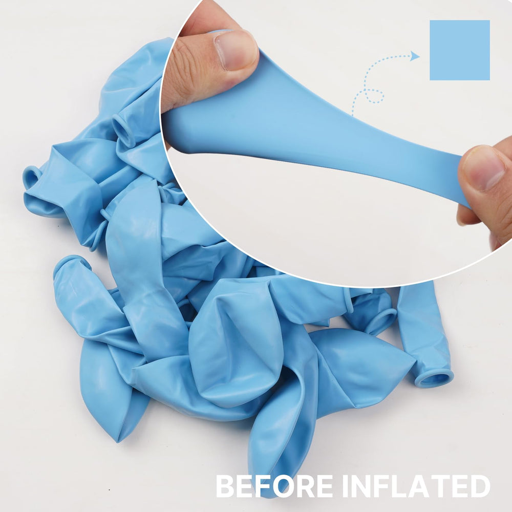 PartyWoo 12-inch light blue balloons help form soft garlands and arch displays.