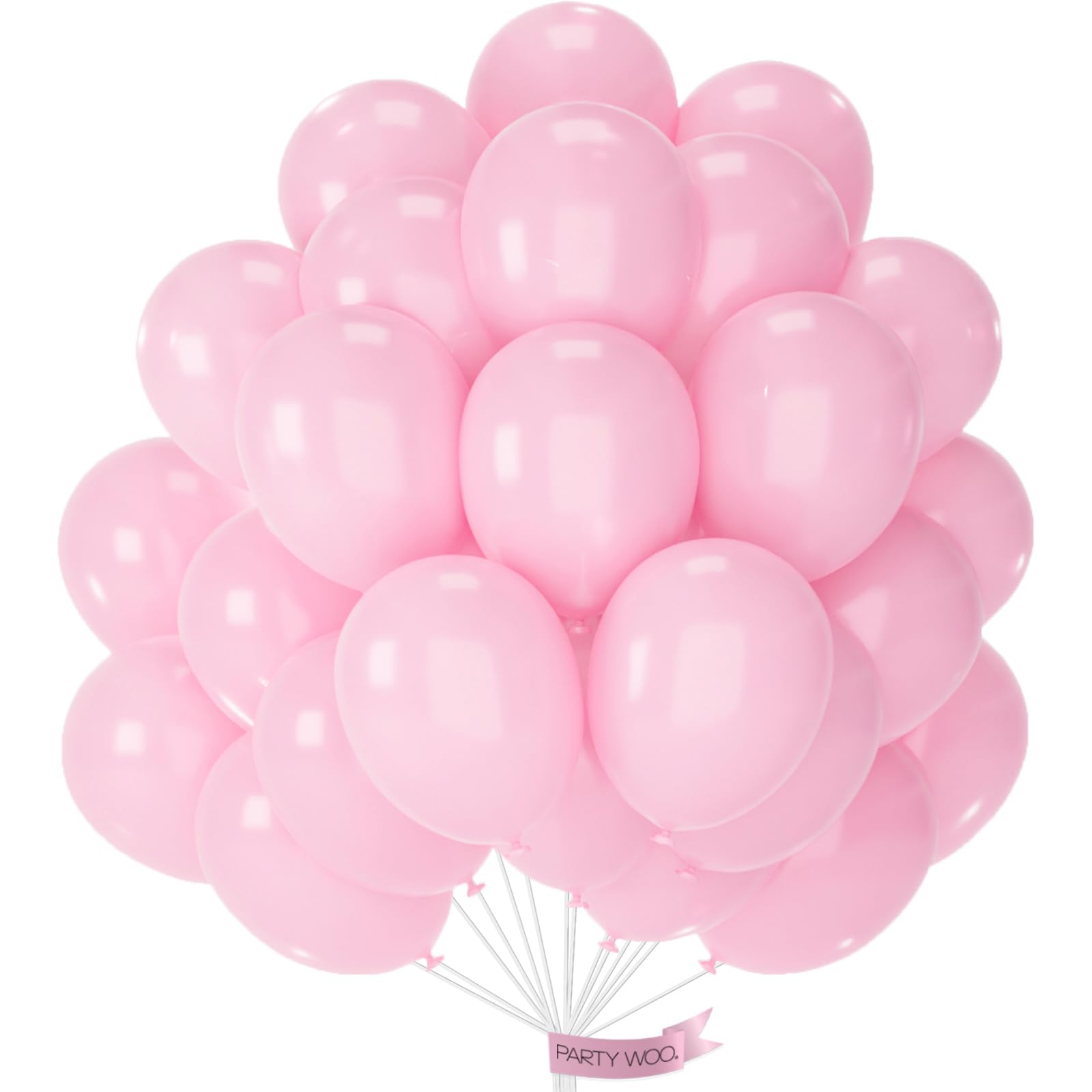 PartyWoo light pink balloons in a 100-piece pack for vibrant party decor.