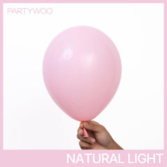 PartyWoo light pink balloon arch setup adds a soft, elegant focal point.