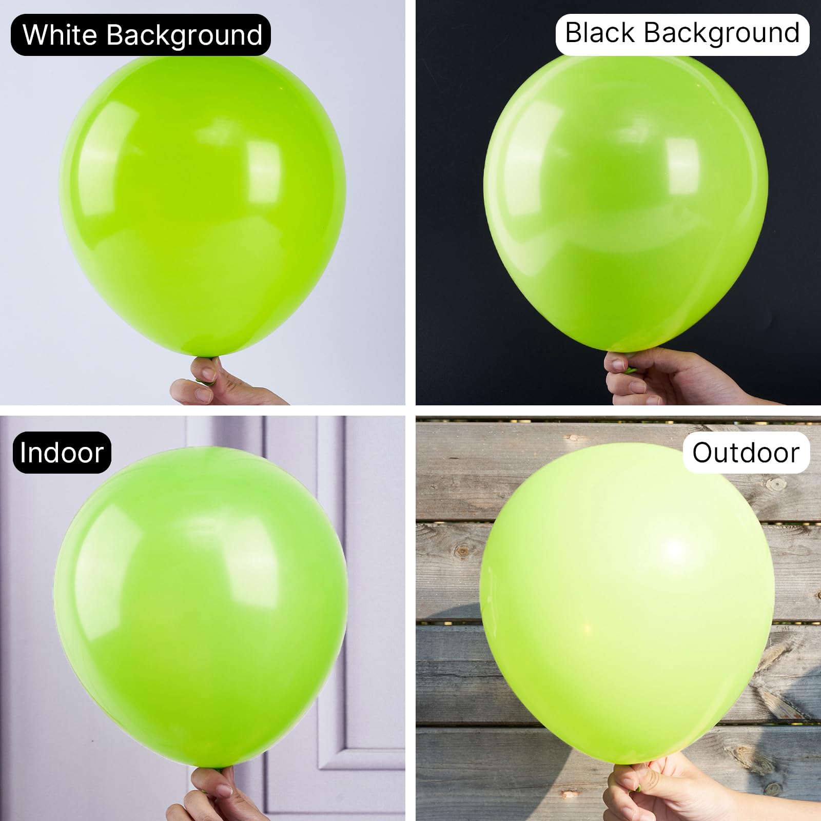 PartyWoo lime green latex balloons close-up showing glossy finish.