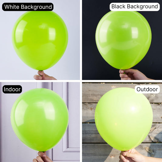 PartyWoo lime green latex balloons close-up showing glossy finish.