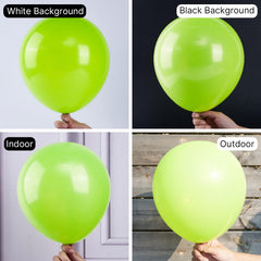 PartyWoo lime green latex balloons close-up showing glossy finish.