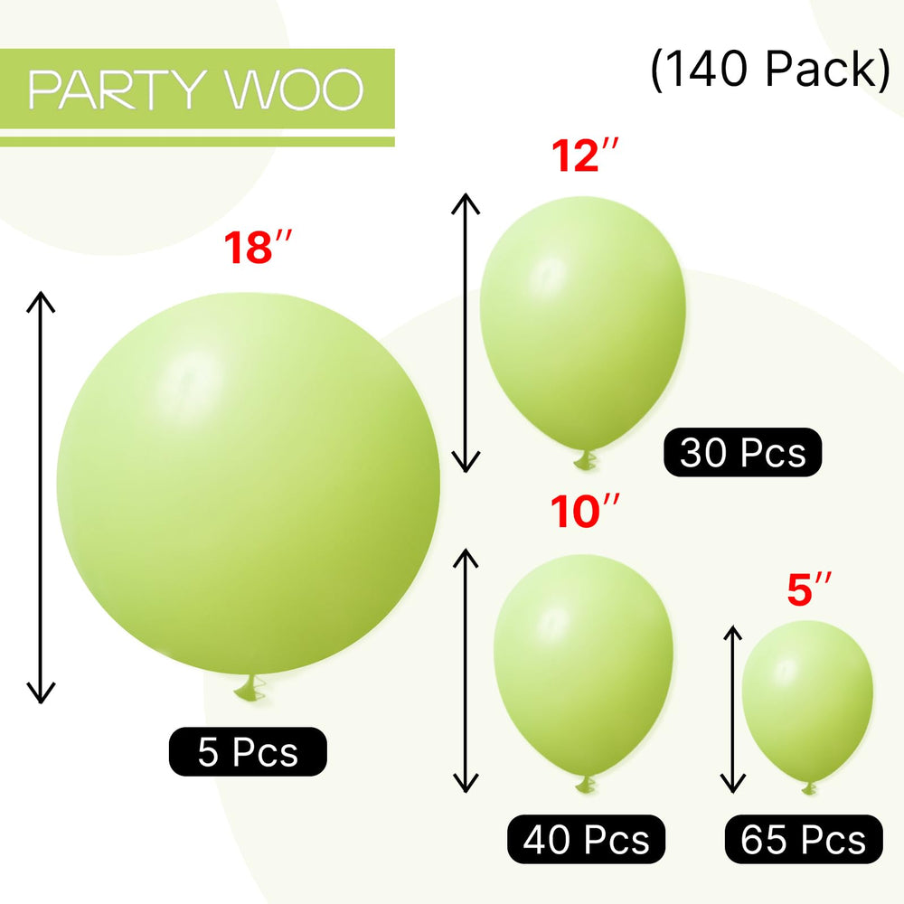 PartyWoo lime green balloons pack in bag ready for party decorating