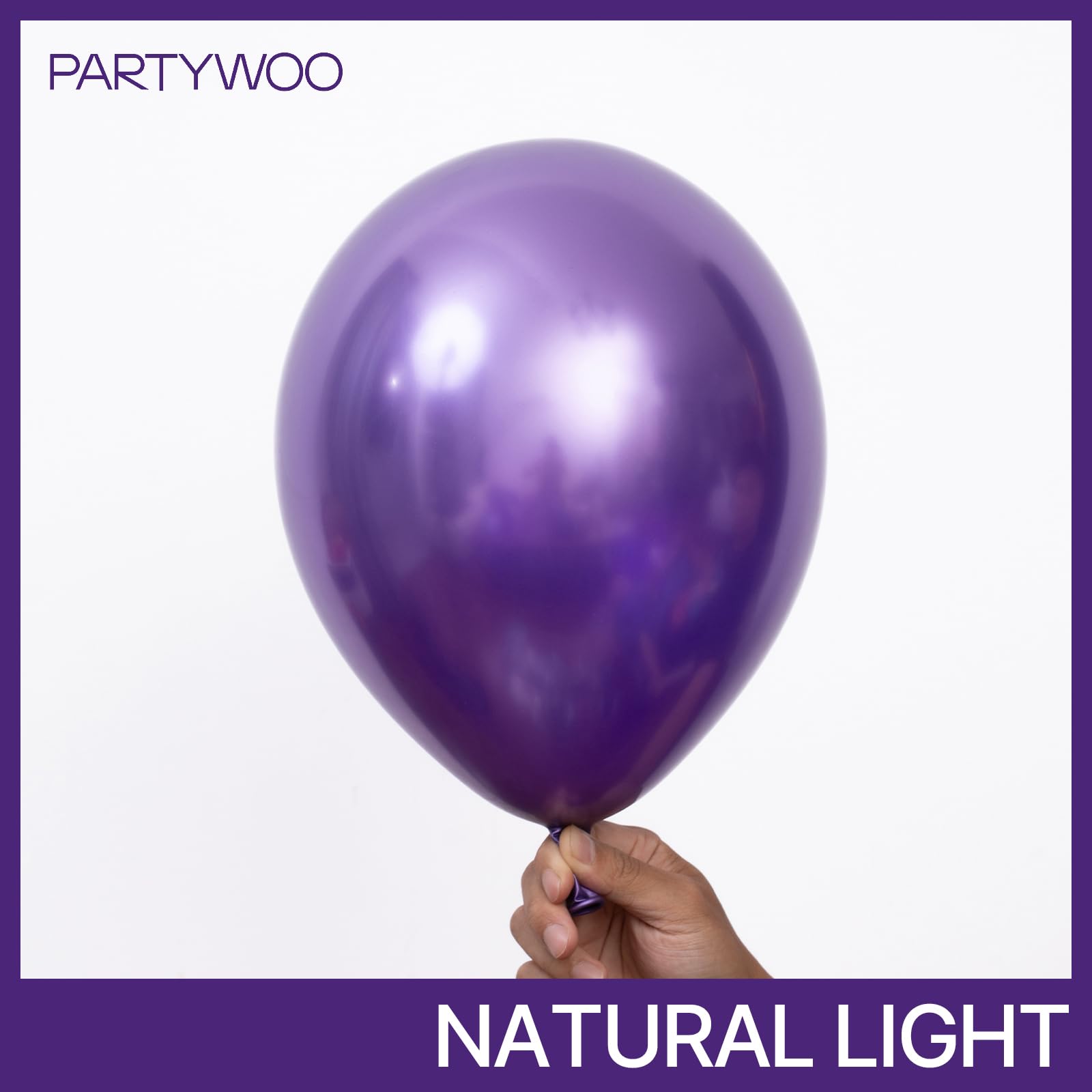 PartyWoo Mardi Gras purple balloons decorate festive tables and photo backgrounds.