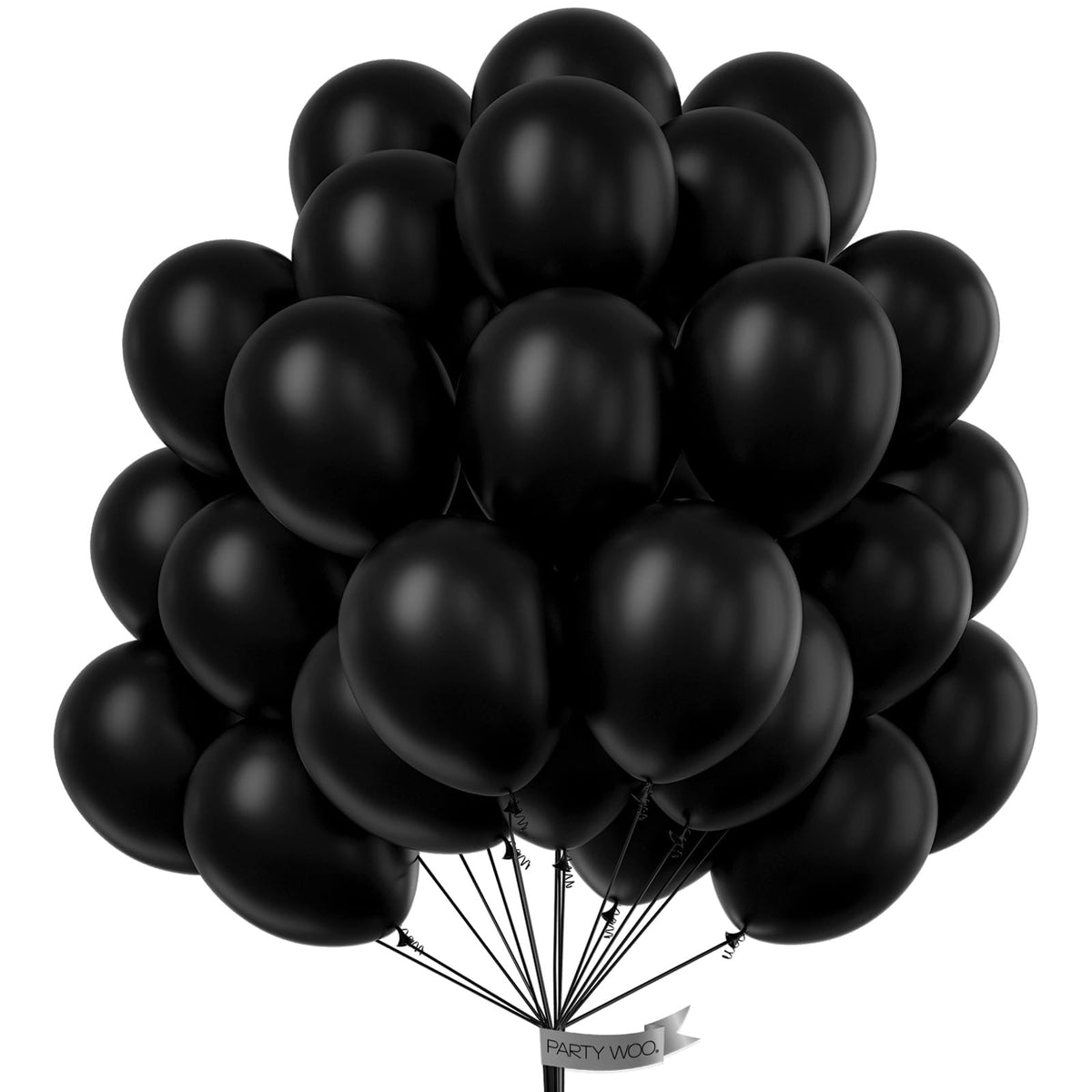 PartyWoo matte black balloons 100-pack for creating bold party backdrops