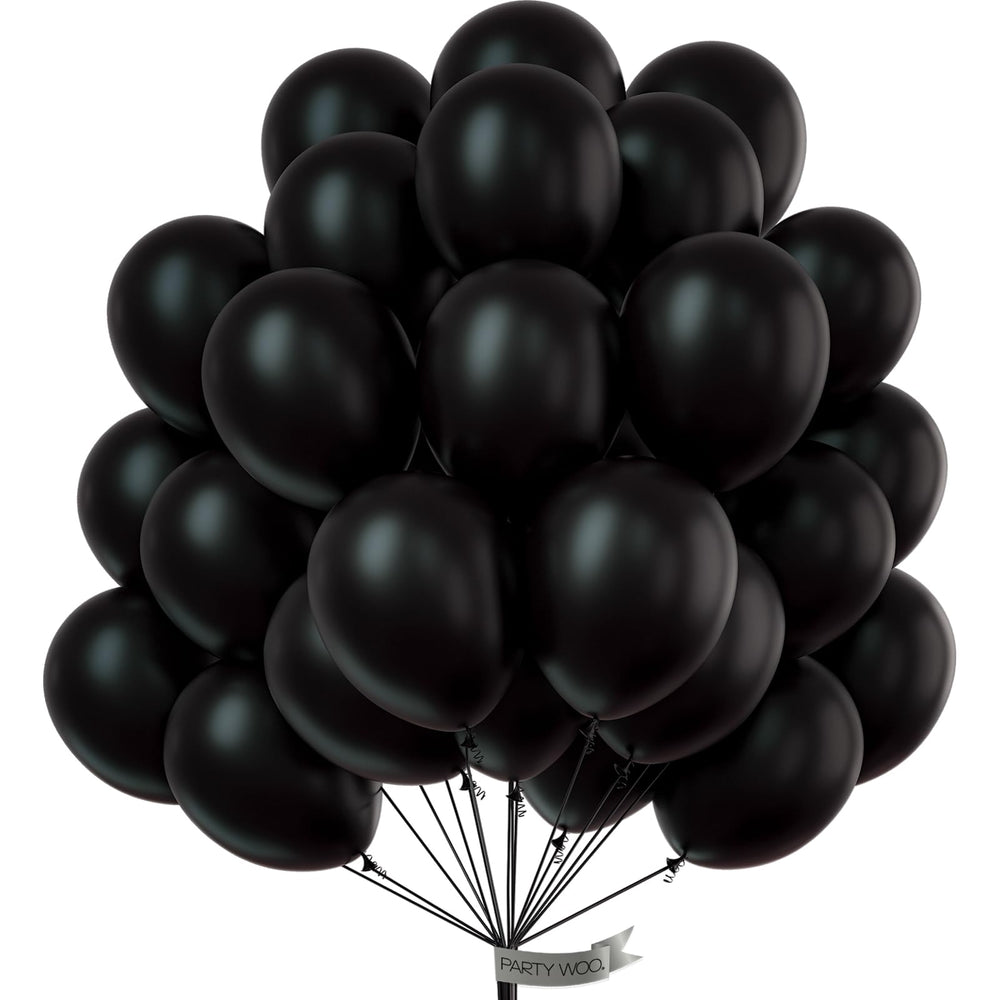 PartyWoo matte black balloons pack 50 for bold party accents