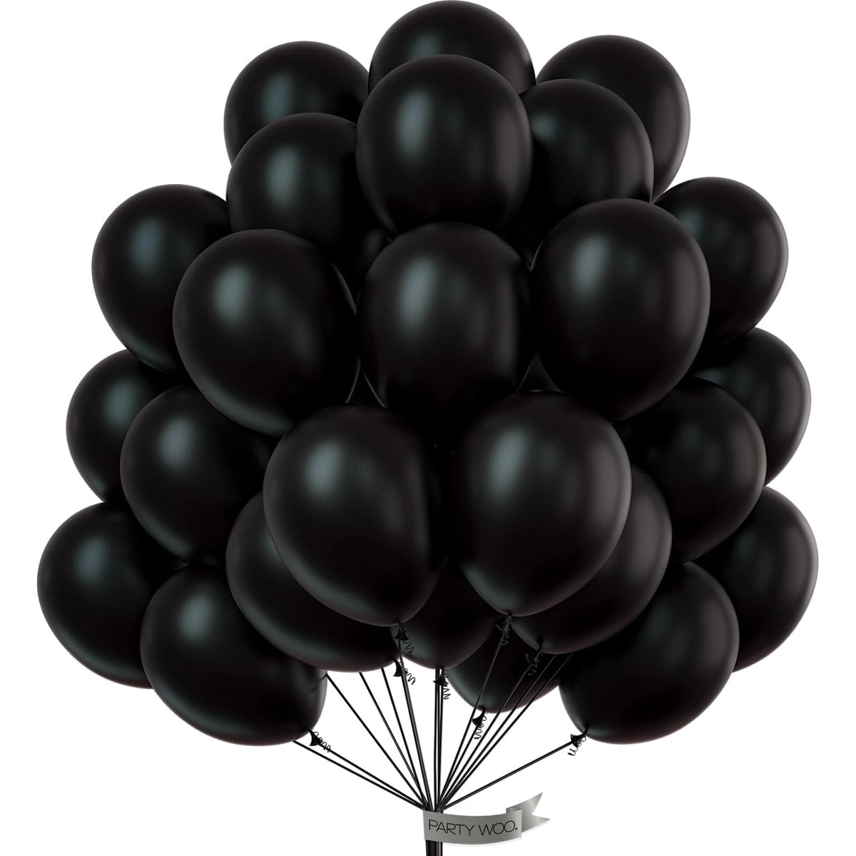 PartyWoo matte black balloons pack 50 for bold party accents