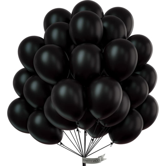 PartyWoo matte black balloons pack 50 for bold party accents