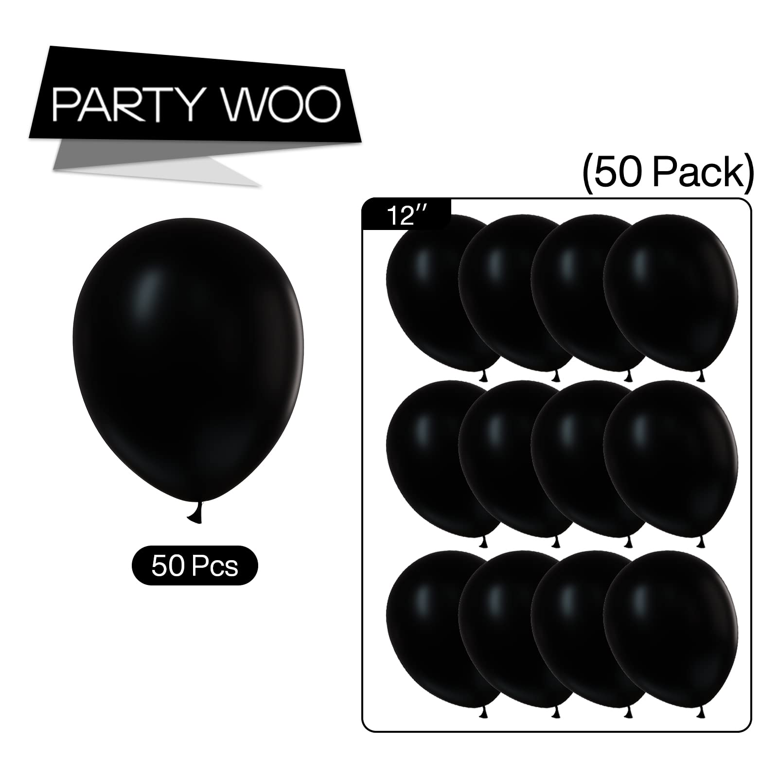 PartyWoo graduation centerpiece using matte black balloons for stylish decor