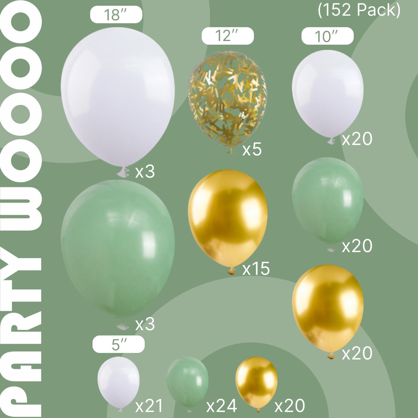 PartyWoo matte white balloons 18-inch add a clean, modern touch.