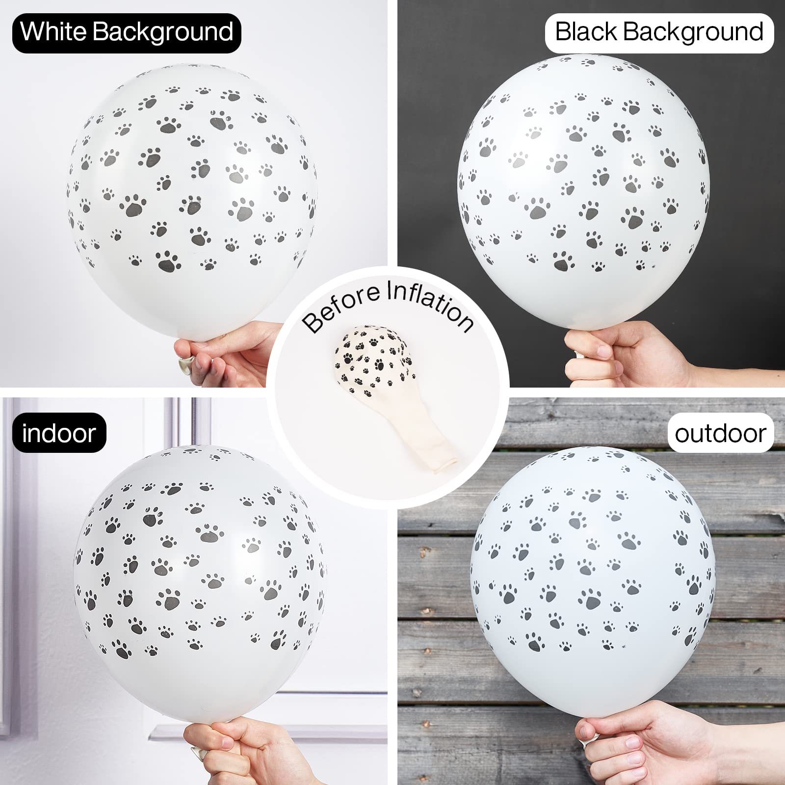 PartyWoo matte white paw-print balloons ideal for chic dog-themed parties
