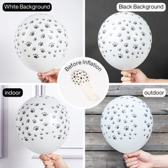PartyWoo matte white paw-print balloons ideal for chic dog-themed parties