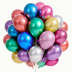 PartyWoo 66pc metallic balloons in blue and rose gold brighten rainbow-themed celebrations.