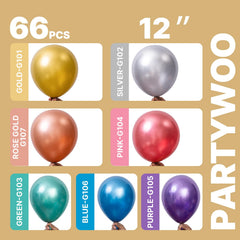 PartyWoo 12in metallic balloons arranged for arches and centerpieces.