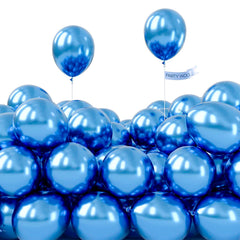 PartyWoo metallic blue balloons 5-inch chrome finish ideal for wedding arches.