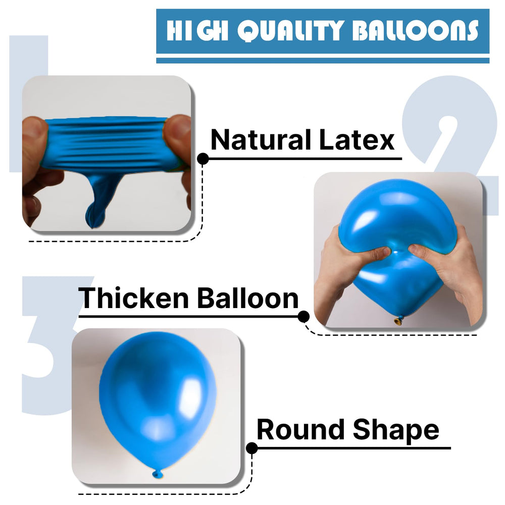 PartyWoo metallic blue balloons for graduations, birthdays, weddings, baby showers.
