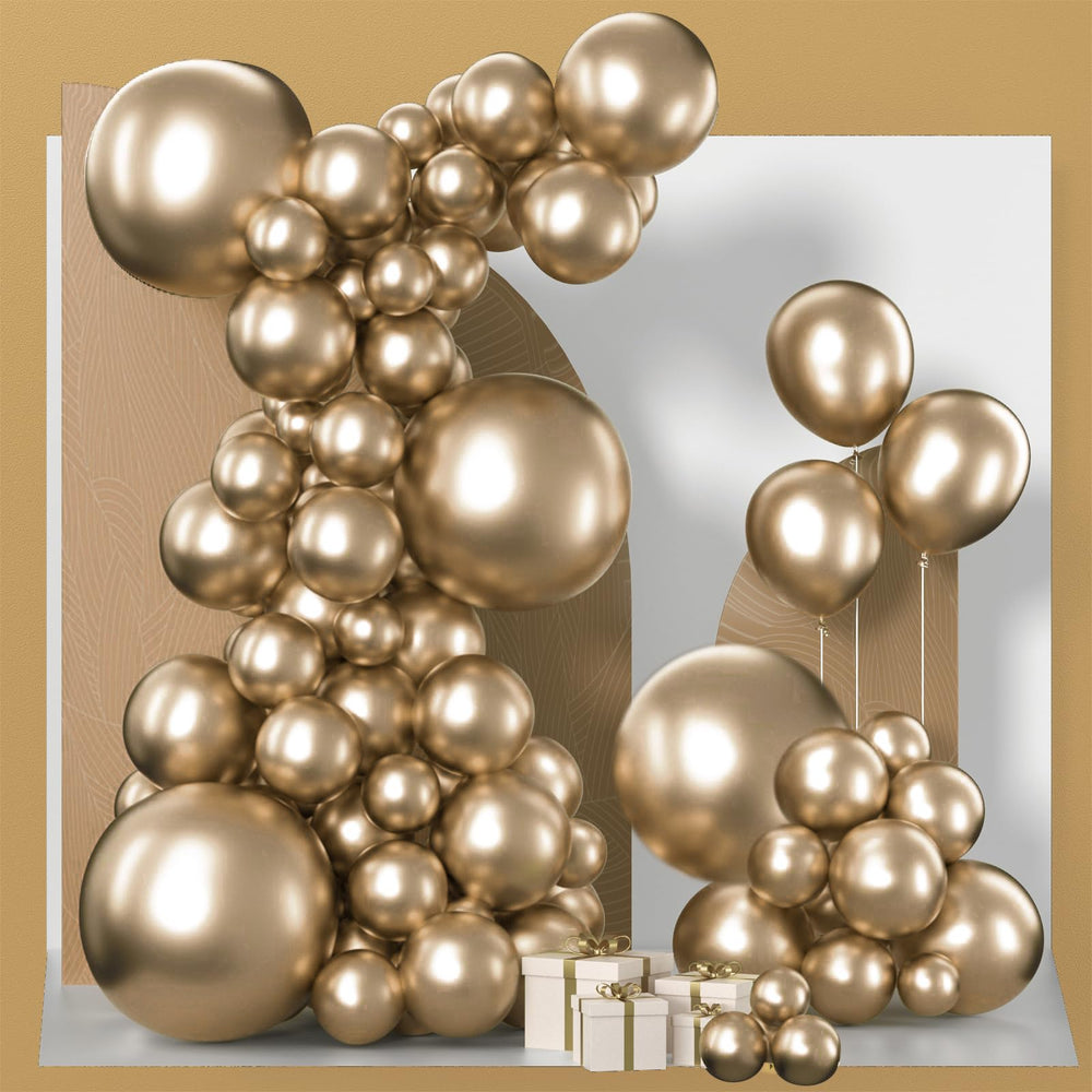 PartyWoo metallic gold balloons 18in for striking arch accents and focal decor