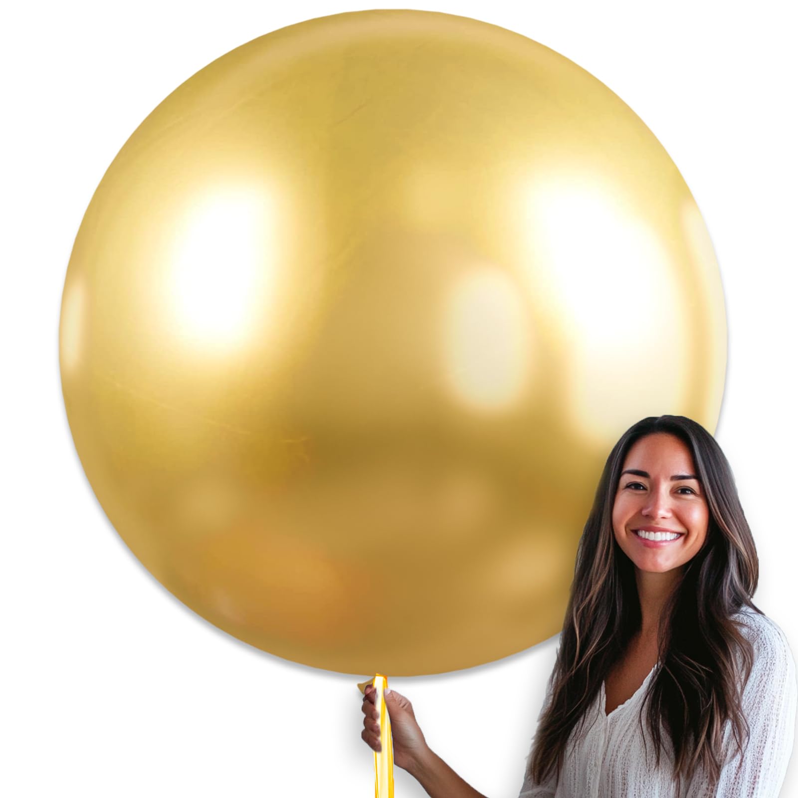 PartyWoo metallic gold balloons 36-inch four-pack for bold arches and photo-ready setups.