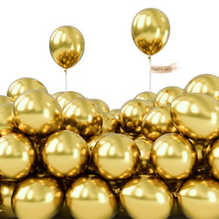 PartyWoo metallic gold balloons 5-inch pack adds vibrant color to parties.