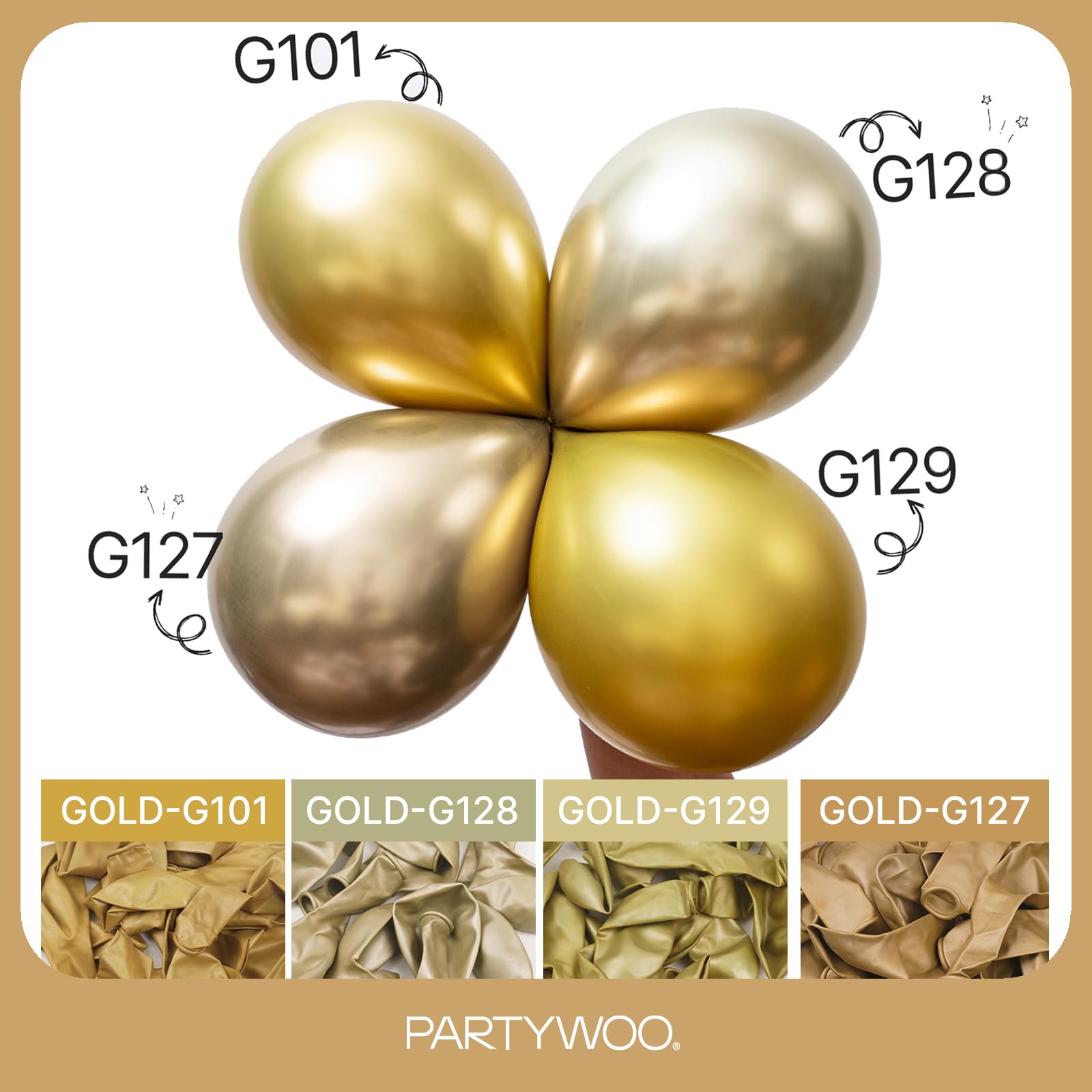 PartyWoo metallic gold balloons 5in ideal for detailed accents and confetti textures