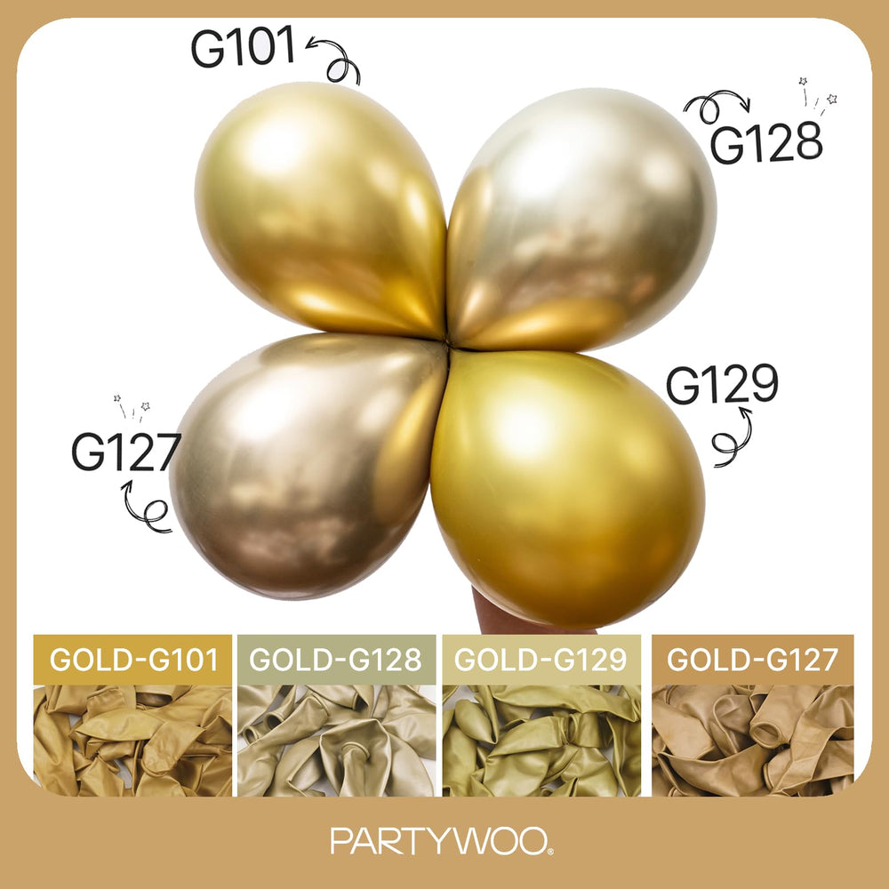 PartyWoo metallic gold balloons 5in ideal for detailed accents and confetti textures