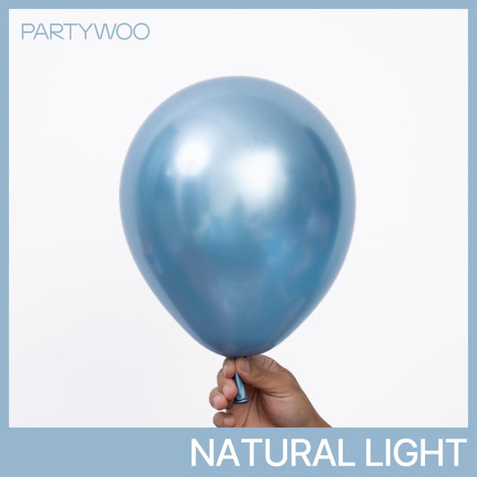 PartyWoo metallic light blue 12-inch balloons ideal for garlands and backdrops