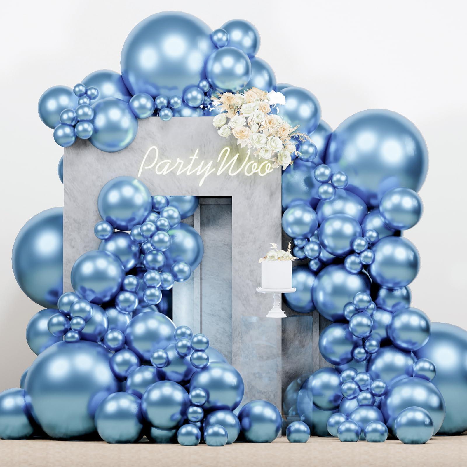 PartyWoo metallic light blue 18-inch balloons for bold arches and garlands