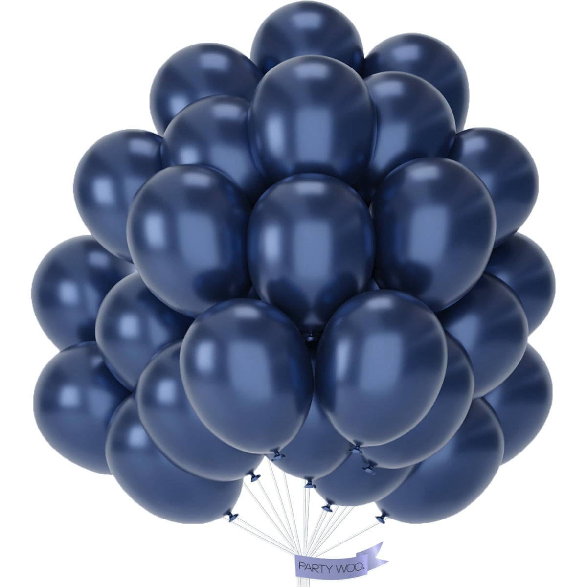 PartyWoo metallic navy blue balloons 12in pack for arches
