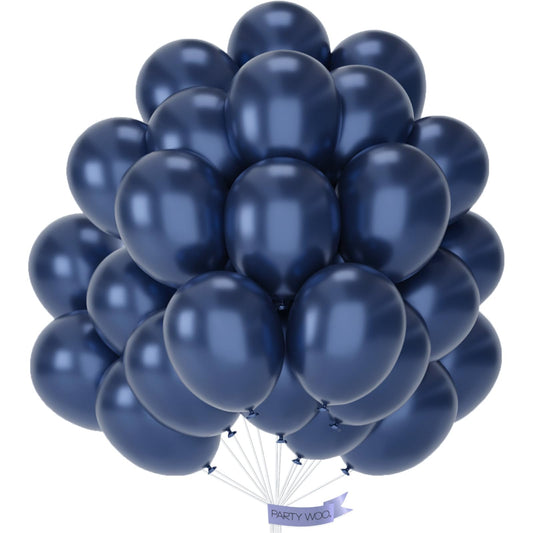 PartyWoo metallic navy blue balloons 12in pack for arches