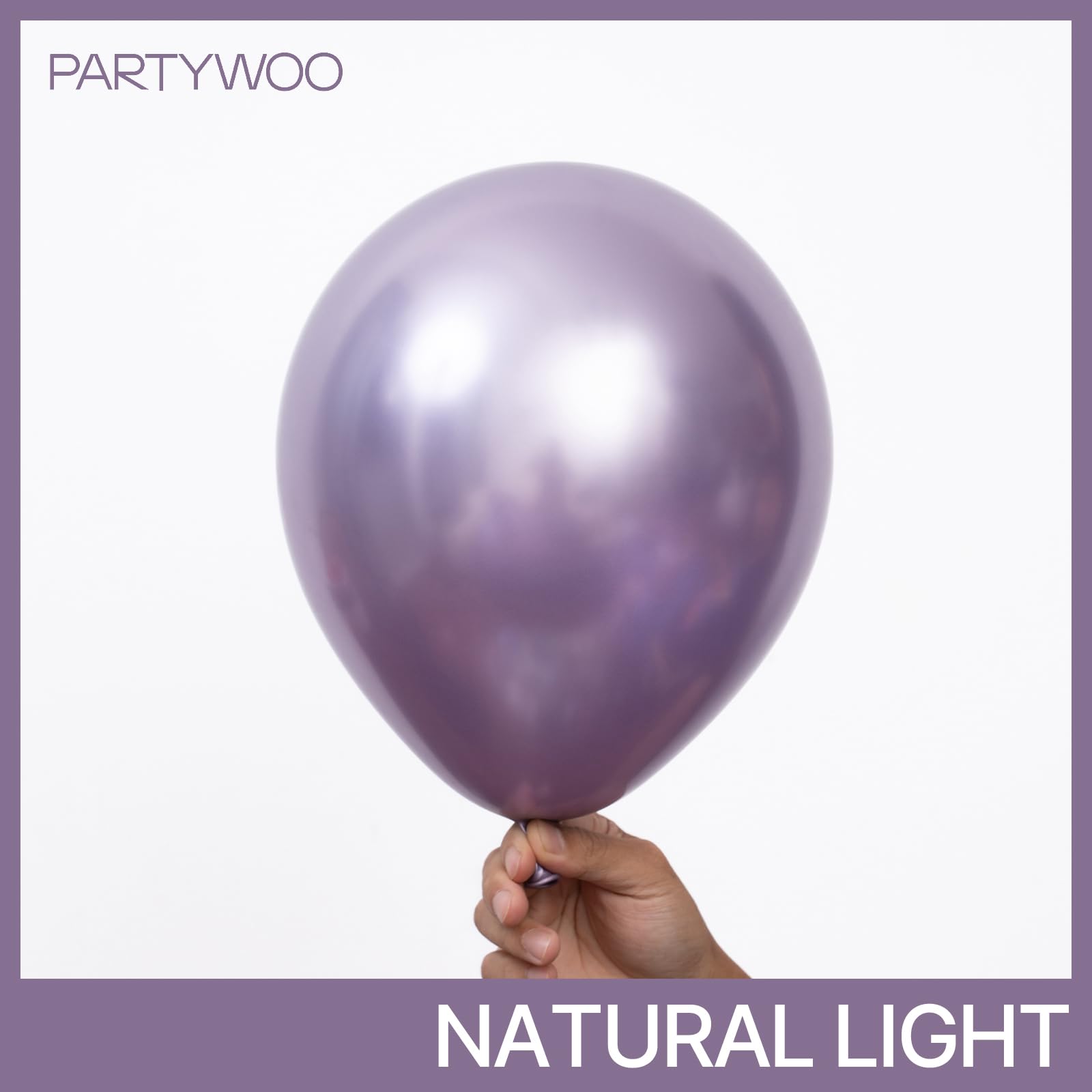 PartyWoo metallic purple balloons close-up glossy finish for premium arch and centerpiece visuals